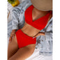 Ribbed High Waist Bikini red