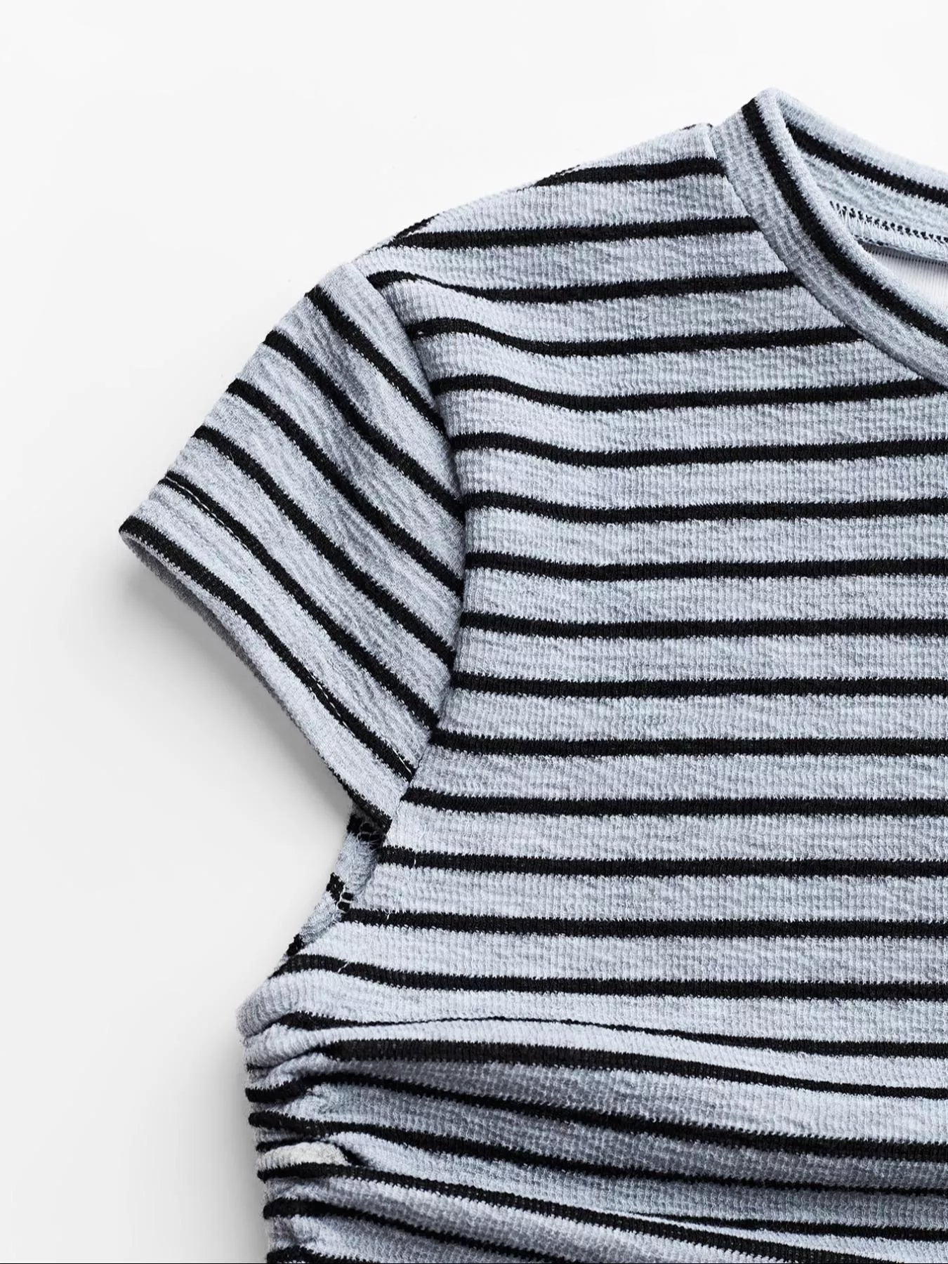Striped Crop Top and Wide Leg Pants Set- Shopimist- {{Product type}}