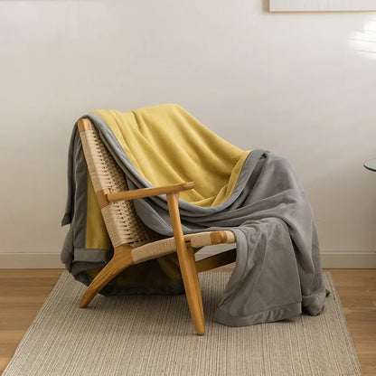 Simple Japanese Style Plain Milk Velvet Casual Blanket - - blanket