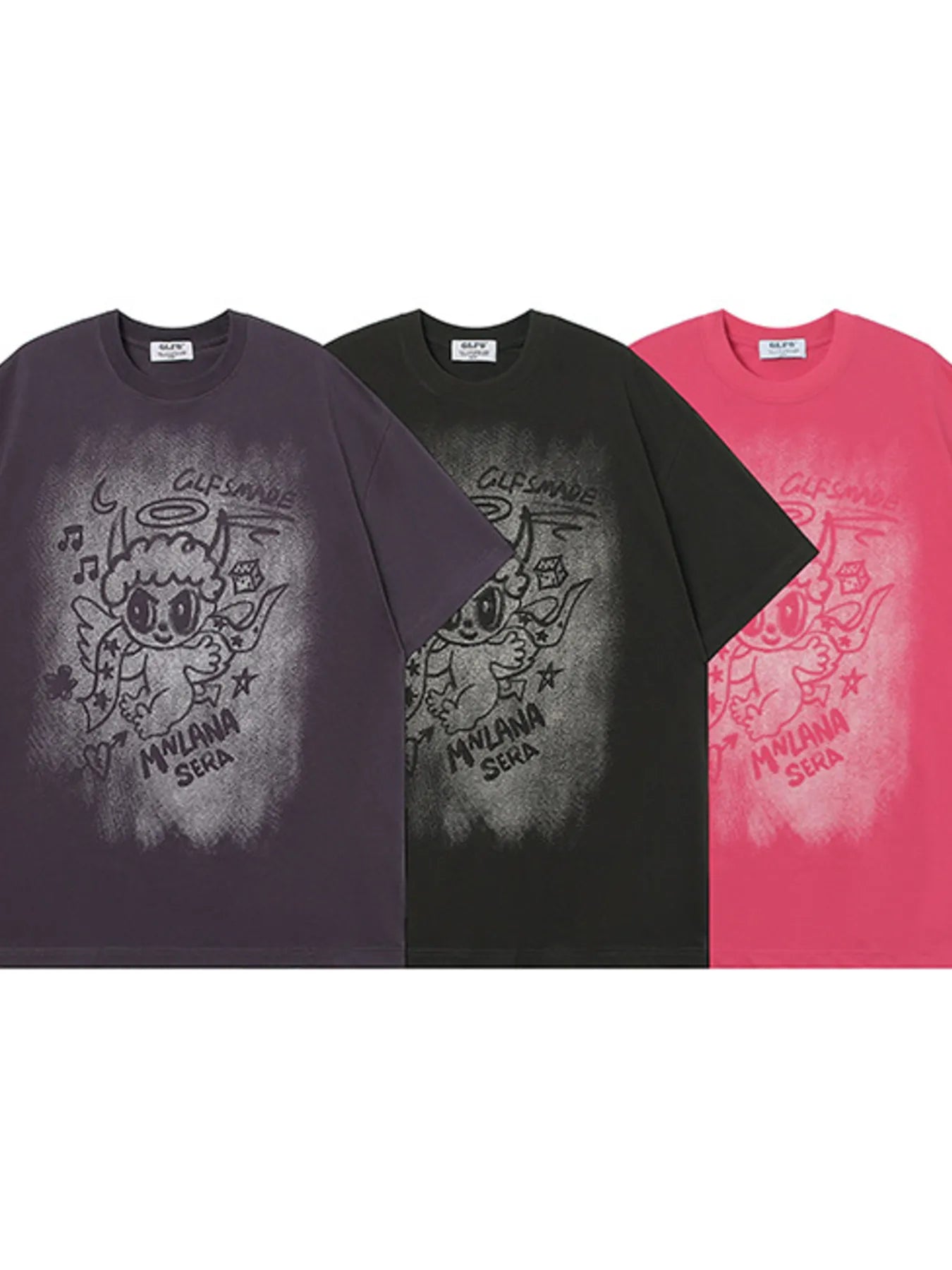 Men's Cartoon Character Graphic Oversized T-Shirt - - T-Shirt