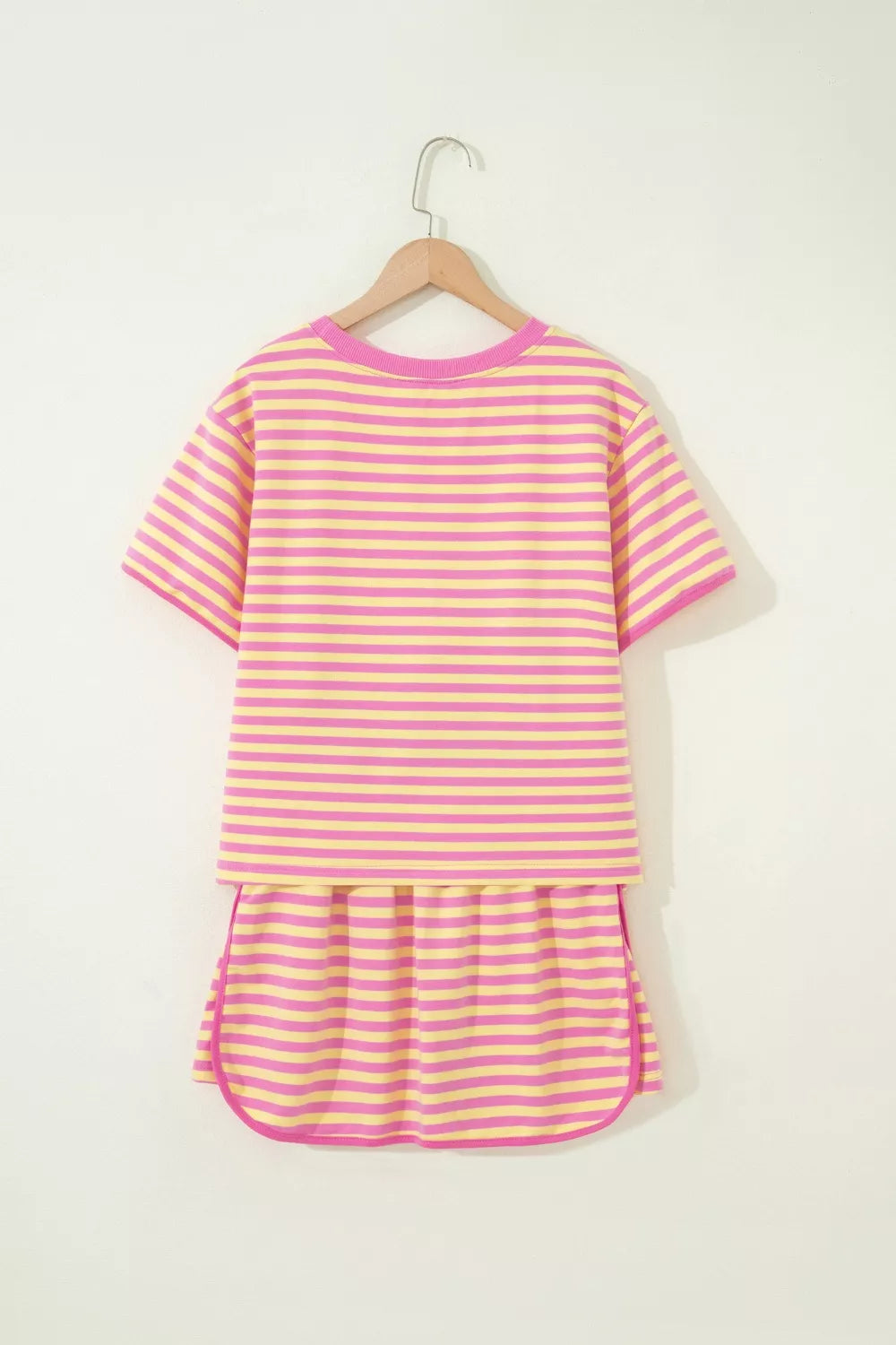 Striped Round Neck Tee and Shorts Casual Set- Shopimist- {{Product type}}