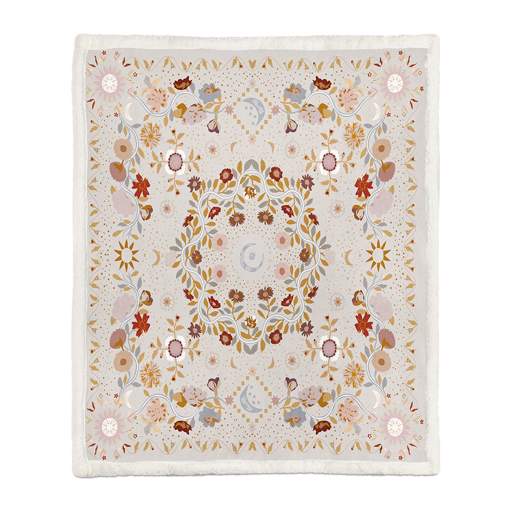 Chinese Floral Flannel Blanket – Soft Printed Throw in Multiple Sizes - 2 Style - Blankets