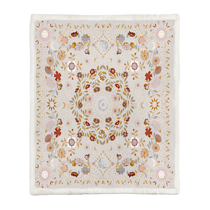 Chinese Floral Flannel Blanket – Soft Printed Throw in Multiple Sizes - 2 Style - Blankets