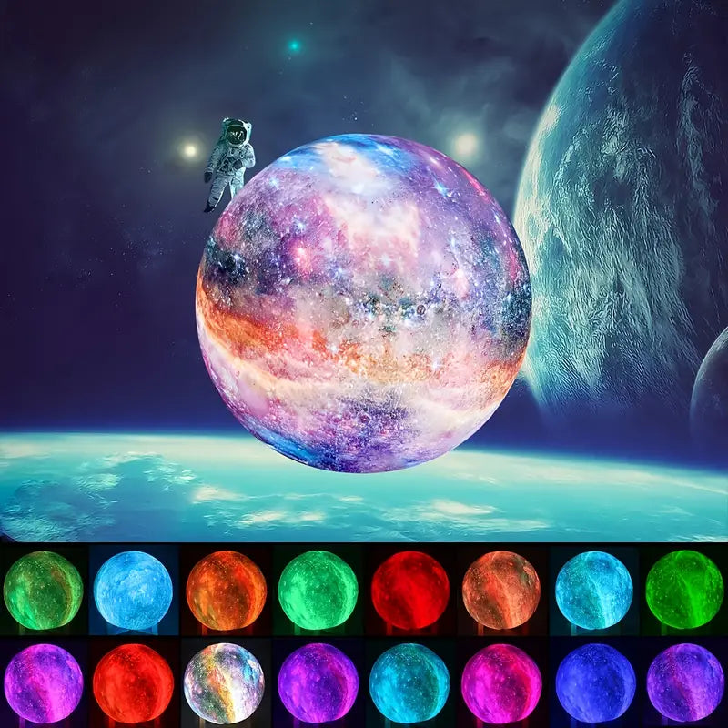 16-Color 3D LED Moon Light with Stand - Night Light - - night light