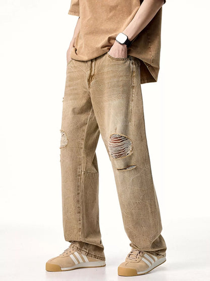 Men's Distressed Relaxed Fit Jeans - -
