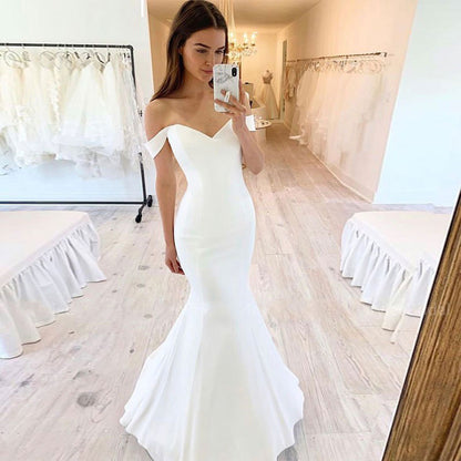 Elegant Satin Mermaid Bridal Gown - - dress