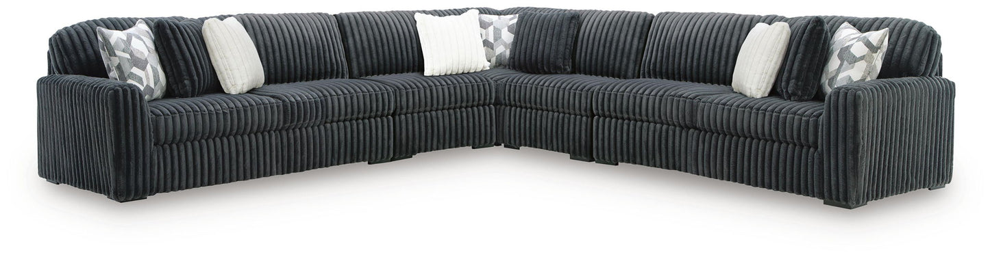 Midnight-Madness - Sectional - Dark Gray 5 Pc. Sectional With LAF RAF Sofa And 2 Armless Chairs - Stationary Sectionals