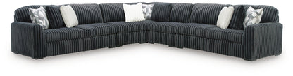 Midnight-Madness - Sectional - Dark Gray 5 Pc. Sectional With LAF RAF Sofa And 2 Armless Chairs - Stationary Sectionals