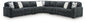 Midnight-Madness - Sectional - Dark Gray 5 Pc. Sectional With LAF RAF Sofa And 2 Armless Chairs - Stationary Sectionals