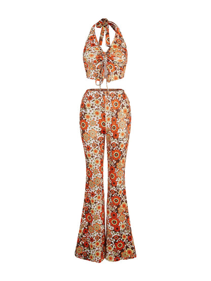 Verdusa Womens Halter Crop & Wide Leg Pant Set - Multicolor M - - outfit set