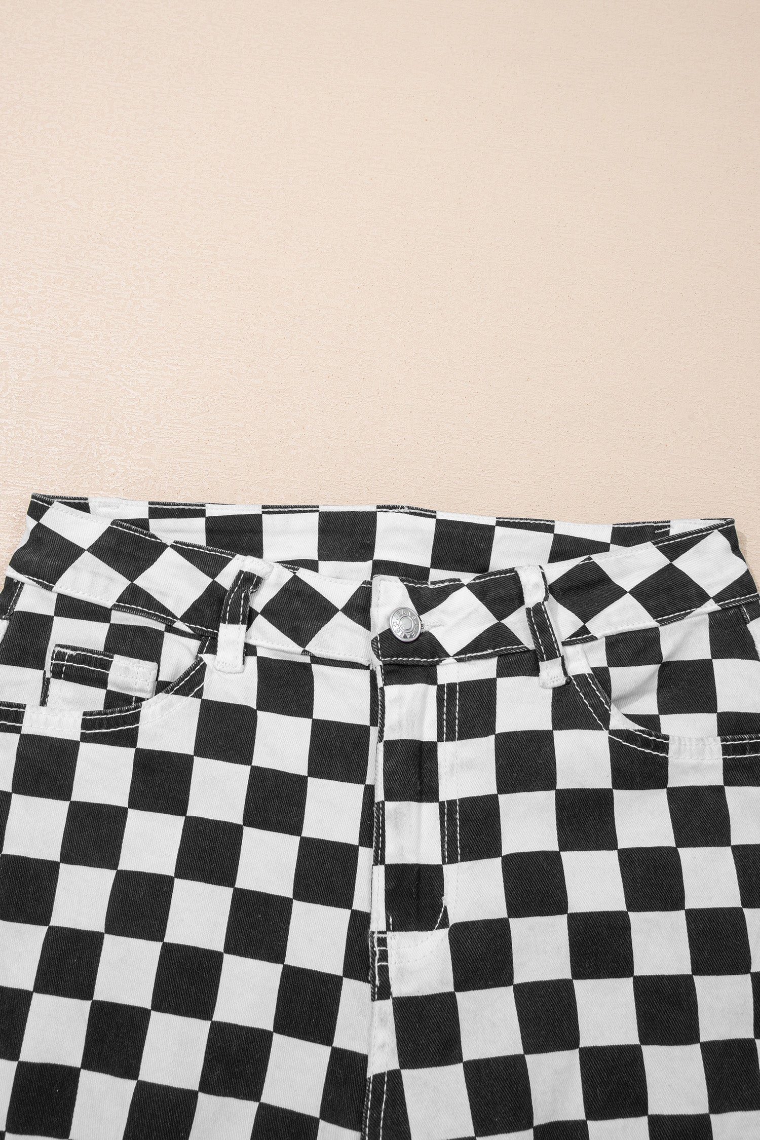 Checker Distressed Raw Edge Cropped Jeans- Pretty Bash- {{Product type}}