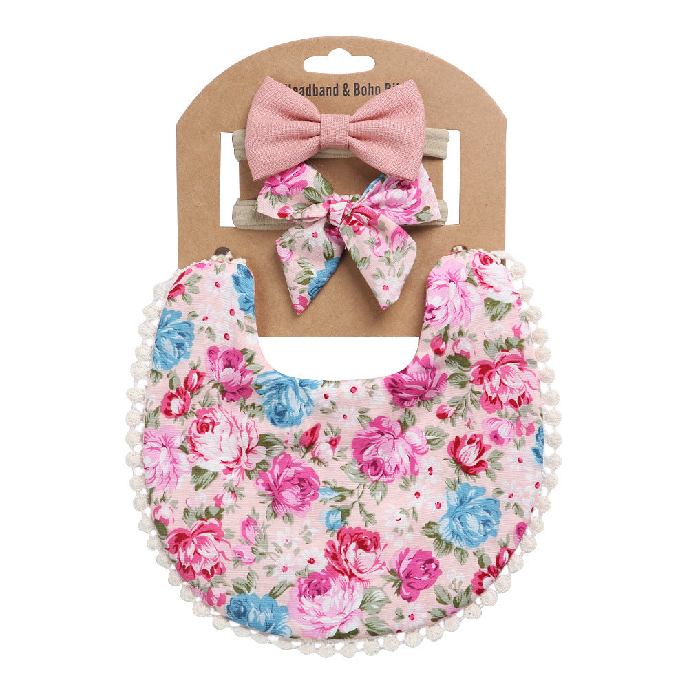 Floral Baby Bib & Headband Combo - DP021 11 - bib set