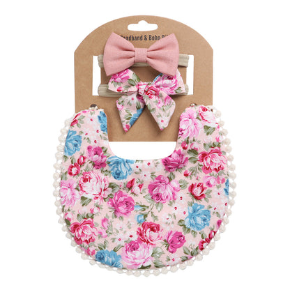 Floral Baby Bib & Headband Combo - DP021 11 - bib set