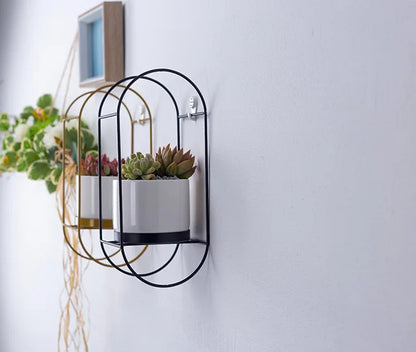 Metal Plant Hanger With Ceramic Pots Hanging Planter Vase Air Plant Containers