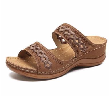 Open Toe Vintage Sandals - Brown 36 - sandals
