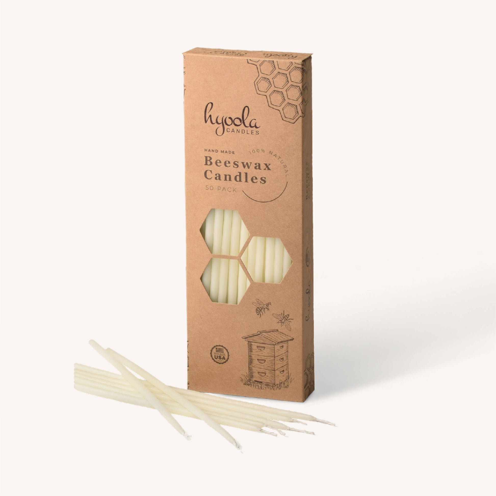 White Beeswax Candles - Long - 50 Pack - - Tapered Candle/Candlestick