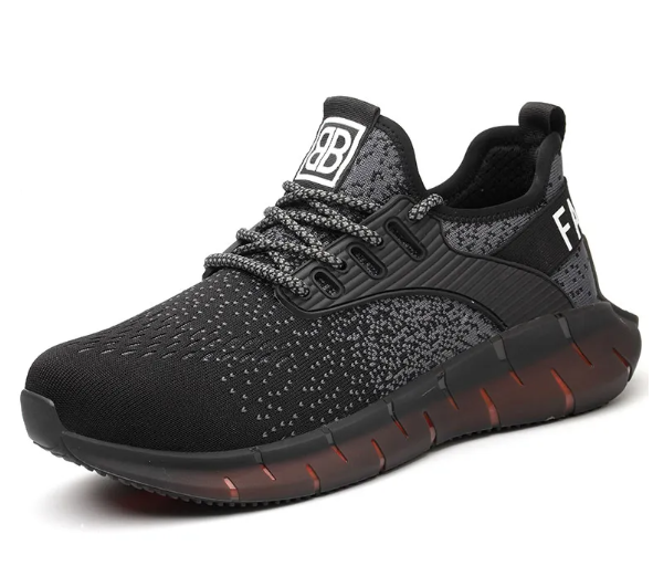 Black & Red Summer Safety Shoes - 002Grey - shoes