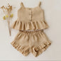 Chic Comfort Girl Shorts Set - Beige 90(18-24M) - toddler outfit
