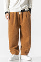 Men's Plus Size Corduroy Wide Leg Casual Pants - Orange -