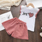 Girls Ruffled Spaghetti Top and Shorts Sets red