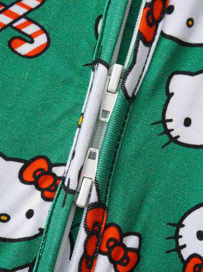 PoshTOT Sanrio Hello Kitty Green Bamboo Baby Convertible Zippy Romper - - Zippy Romper