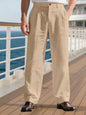 Men's Full Size Striped Wide Leg Pant Plus Size - Khaki -