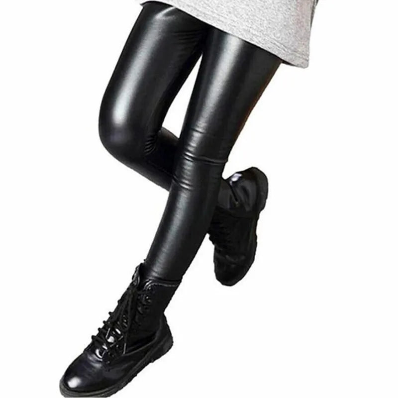 Faux PU Leather Kids Leggings