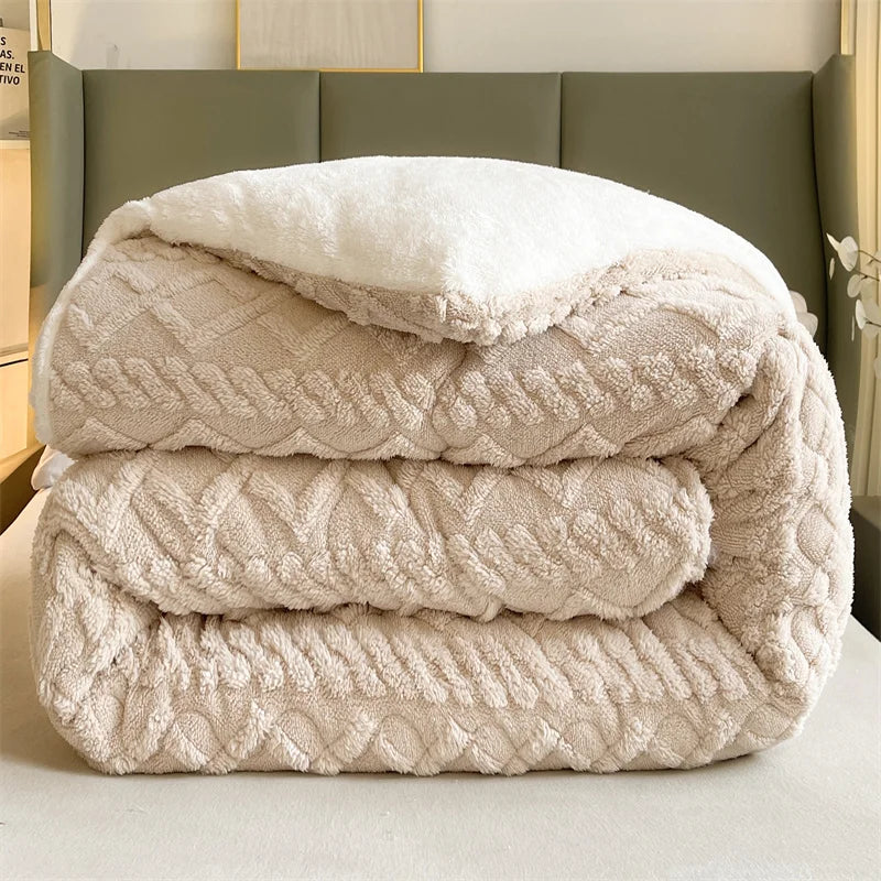 Nordic StyleSolid Sherpa Faux Fur Thicken Quilt