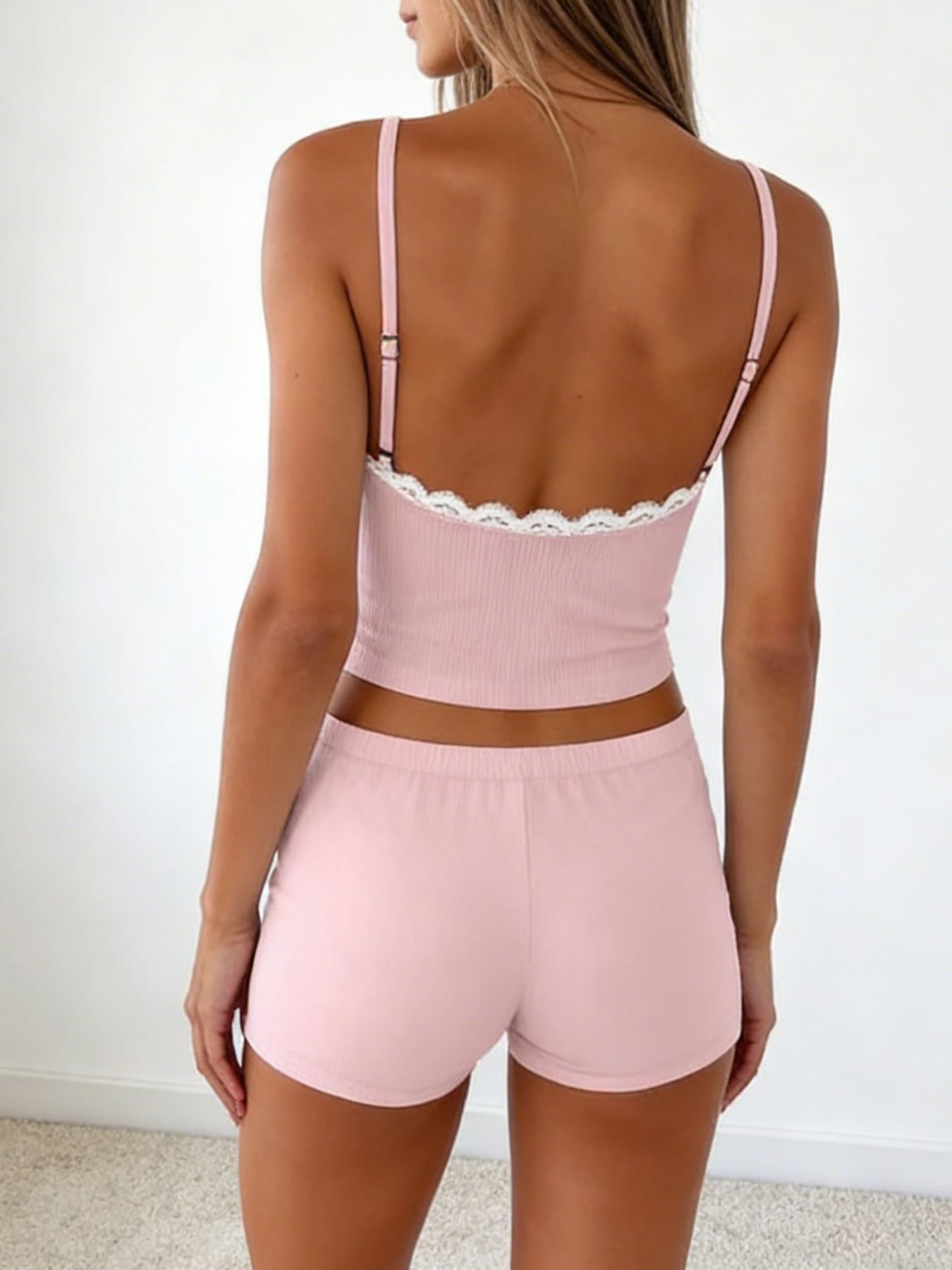 Contrast Trim Cami and Shorts Set- Shopimist- {{Product type}}