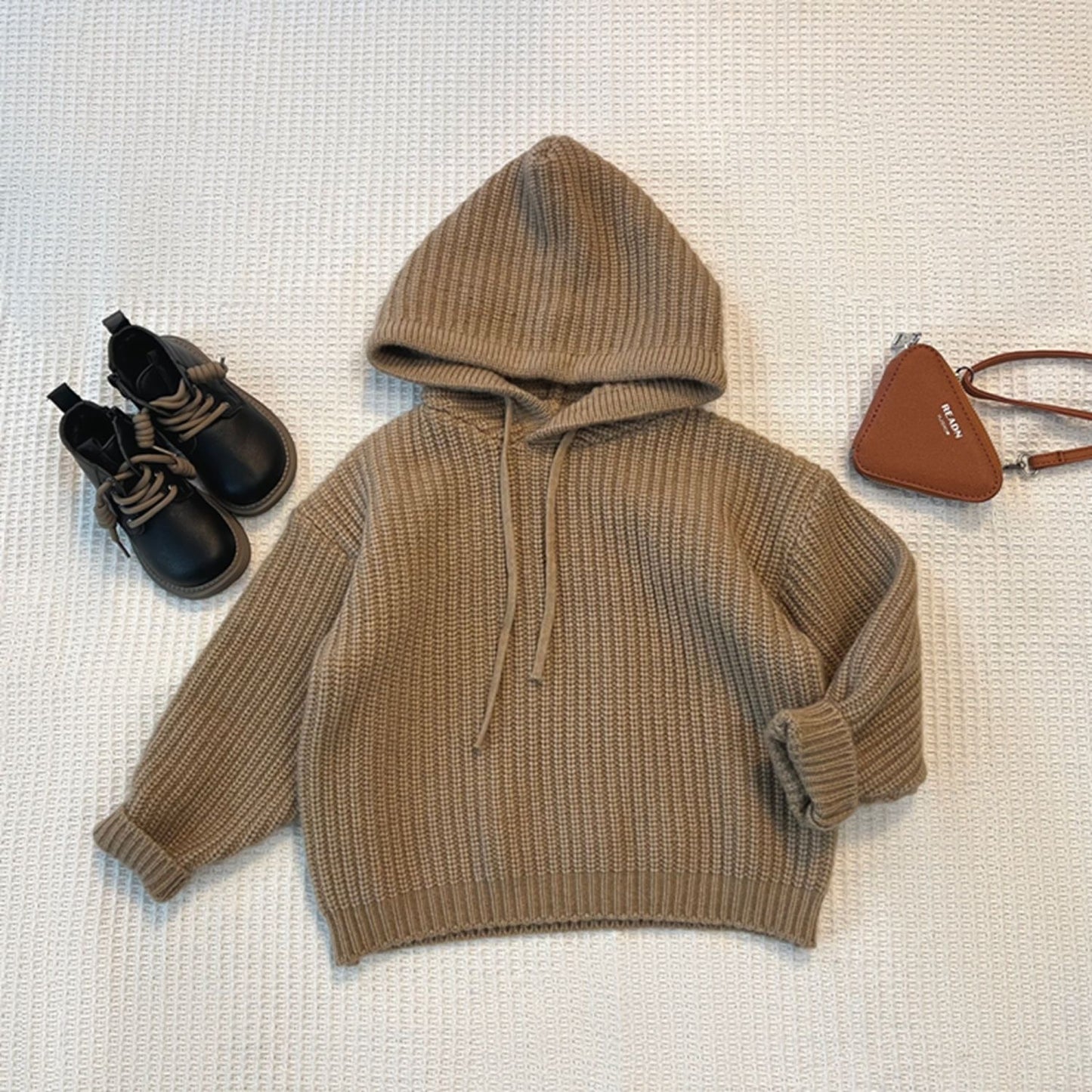 Autumn Childrens Retro Mori Style Hooded Sweater - Khaki 120cm - sweater