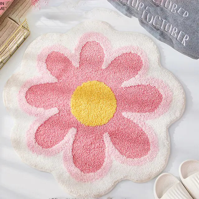 Cute Round Flower Tufting Rug Carpet Kia Day Design