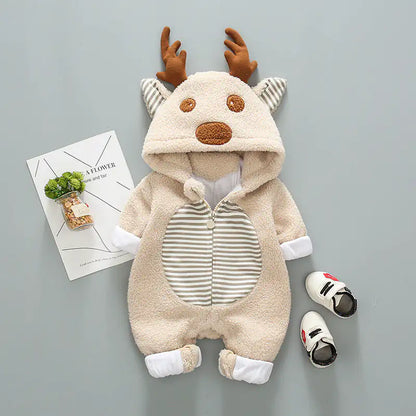 Super cute baby outing in trendy romper Khaki 66cm