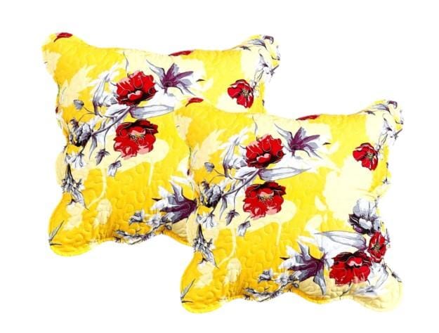 DaDa Bedding Set of 2 Sunshine Yellow Hummingbirds Floral Scalloped Throw Pillow Covers, 18" (JHW925) - - Cushion Cover