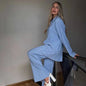 Two Piece Long Sleeve Suit light Blue L