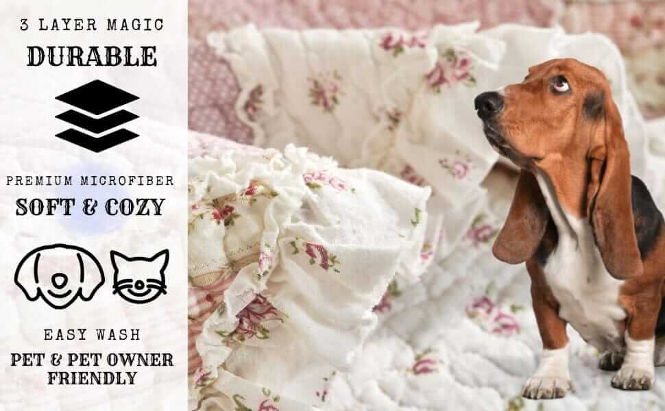 DaDalogy Cotton Patchwork Throw Blanket - Floral Cottage Quilted Reversible Blush Pink & Cream Shabby Chic Botanical Ruffle Design - Vintage Garden Rose Pastel Accents (3031)- 50 x 60- DaDalogy Bedding Collection- {{Product type}}