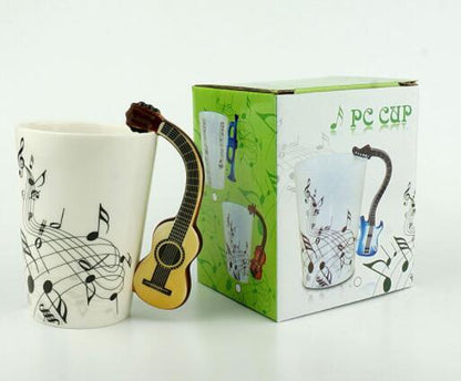 Creative Music Violin Style Guitar Ceramic Mug Coffee Tea Milk Stave Cups With Handle Coffee Mug Novelty Gifts - - 0