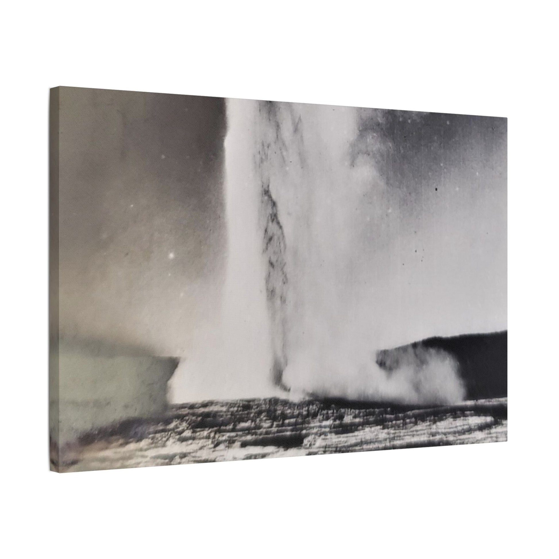 Old Faithful Geyser Yellowstone Satin Canvas Stretched
