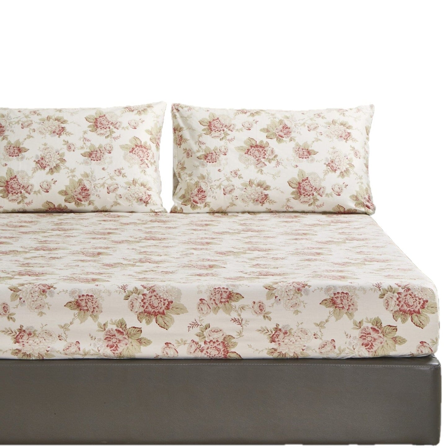 DaDa Bedding Hint of Mint Floral Cotton Fitted Sheet Set - - Sheet Sets