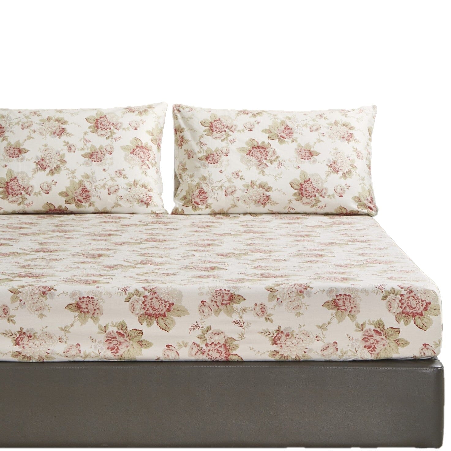 DaDa Bedding Hint of Mint Floral Cotton Fitted Sheet Set - - Sheet Sets