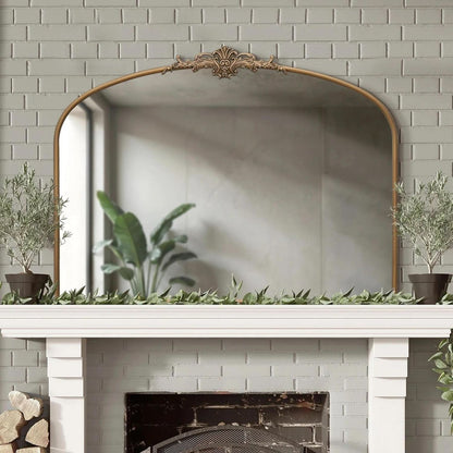 Arched Gold Wall Mirror 40x30 Inches Vintage Ornate - -