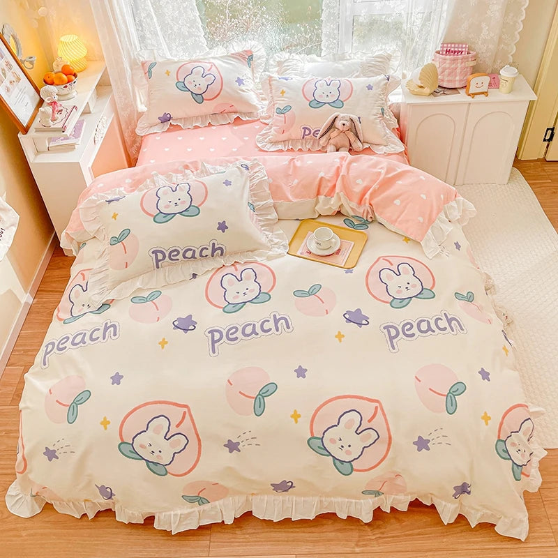 4 Pieces Fruits Cherry Pattern Kids Bedding Sets