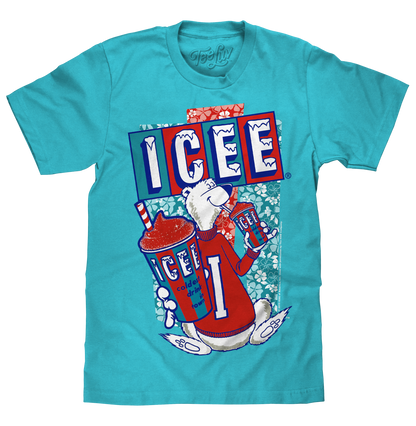 Hawaiian ICEE Polar Bear T-Shirt - Blue - - mens tee