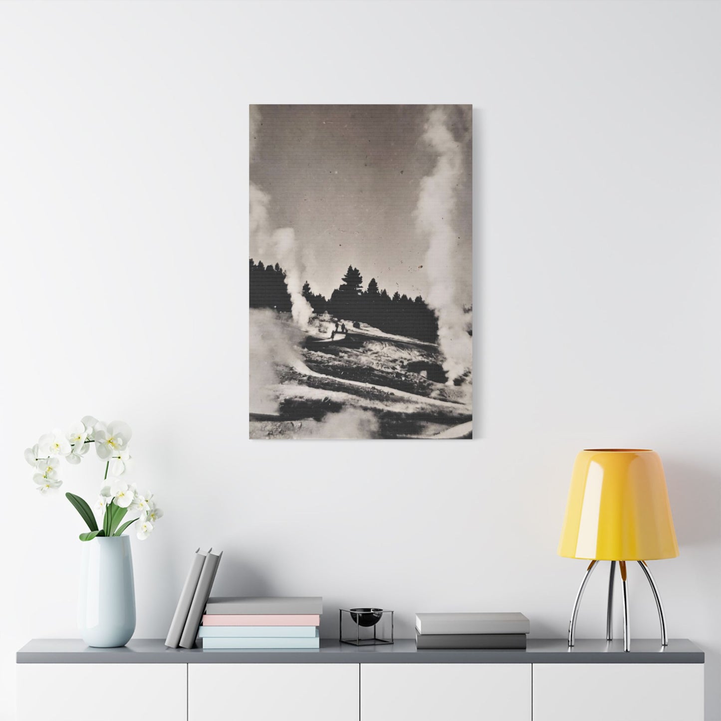 Norris Geyser Yellowstone Satin Canvas, Stretched