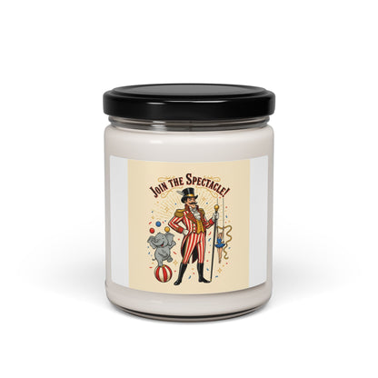 Circus Ringmaster Candle, vintage carnival design | camp circus aesthetic - Clean Cotton 9oz - Home Decor