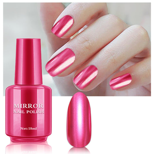 QIUFSSE Rose Red Metallic Quick Dry Chrome Nail Polish - - nail polish