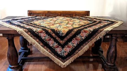 Tache Country Rustic Floral Black Midnight Awakening Tablecloth (3089BL) - - Tablecloth