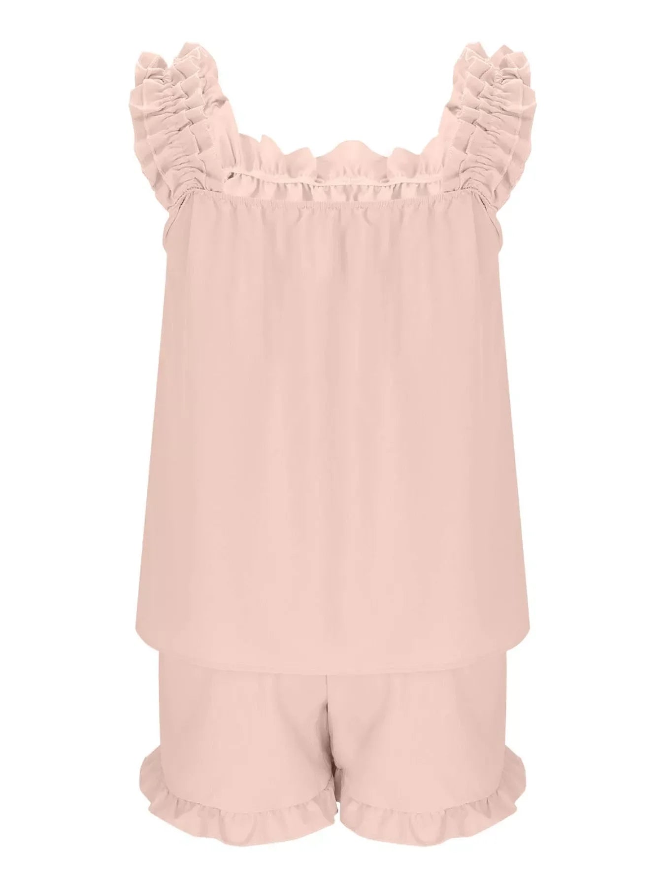 Ruffle Trim Sleeveless Top and Shorts Set- Shopimist- {{Product type}}