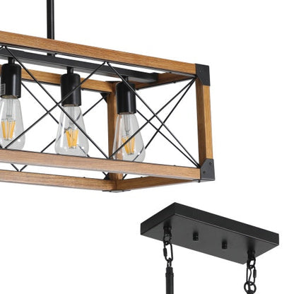 5 Lights Vintage Farmhouse Light Walnut - - light