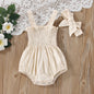 Infant Baby Girls Summer Elastic Jumpsuit Rompers light beige