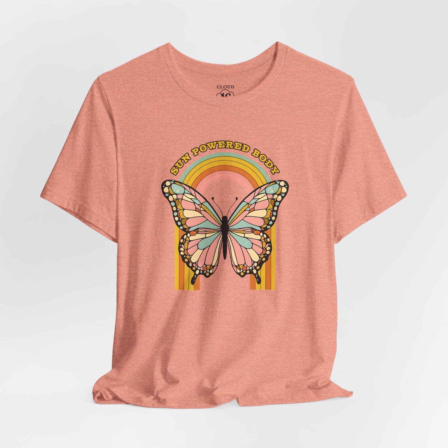 Butterfly Rainbow Women's T-Shirt - Vintage Graphic Tee for Nature Lovers- Cloud 16 Clothing Co.- {{Product type}}